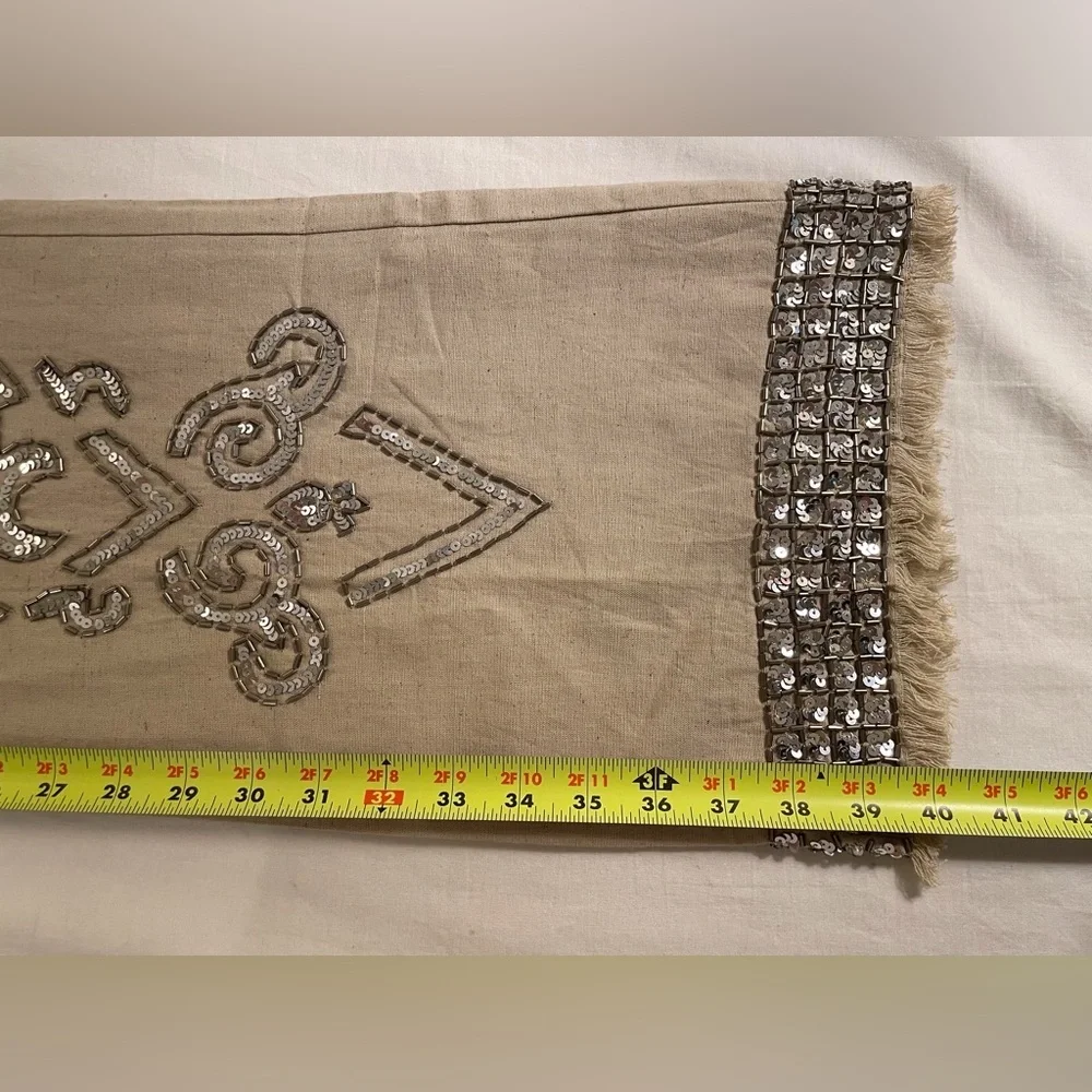Venus Pants Beaded Linen Blend Bohemian Tan Size 8
